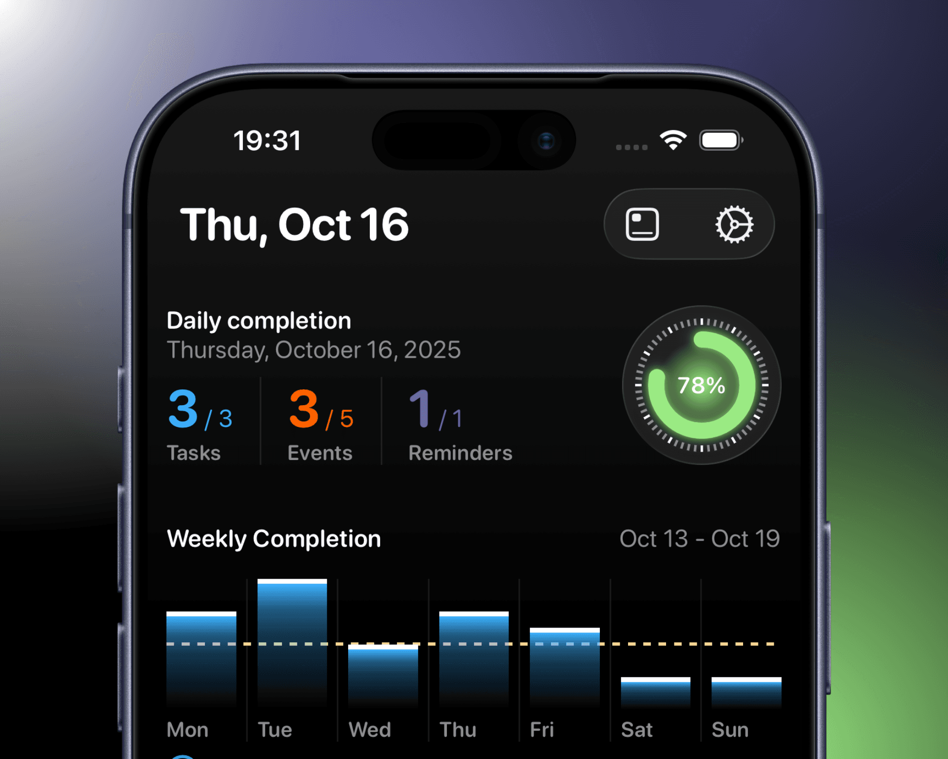 Task list with monthly completion